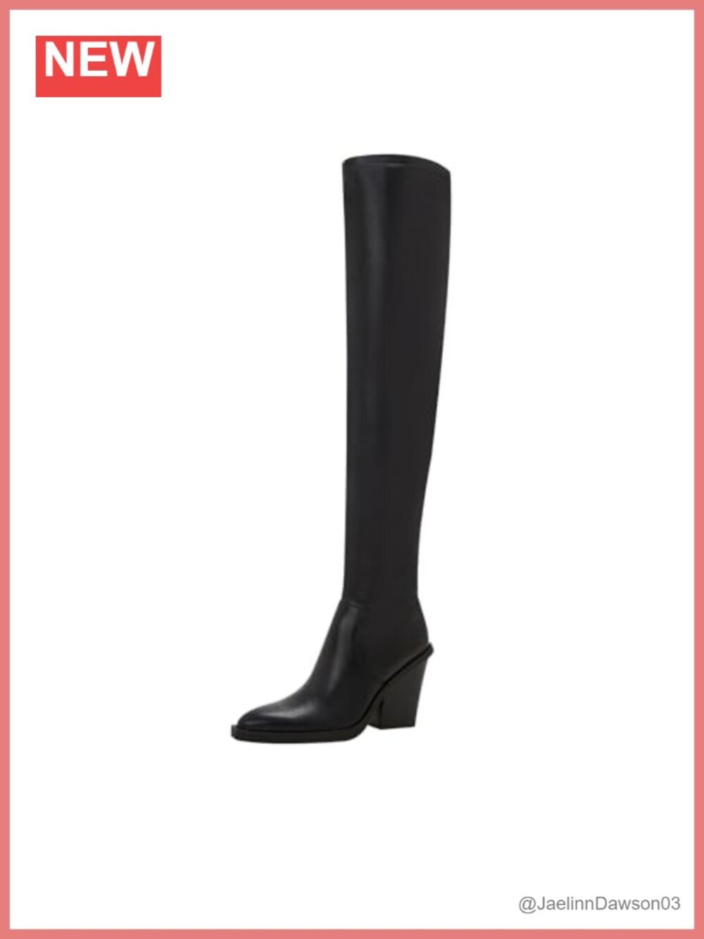 Over-the-Knee Stretch Boots Block Heel Pointed Toe Polyurethane